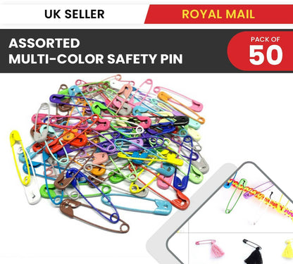 50x Multicolour Safety Pins Craft Sewing Nickel