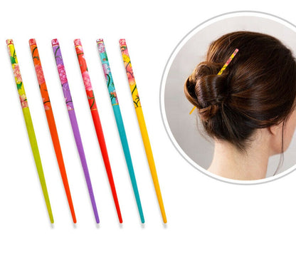 Wood Bun Holder Floral Sticks Hair Chopstick Unique Hair Styler Designed Chopstick 2pcs