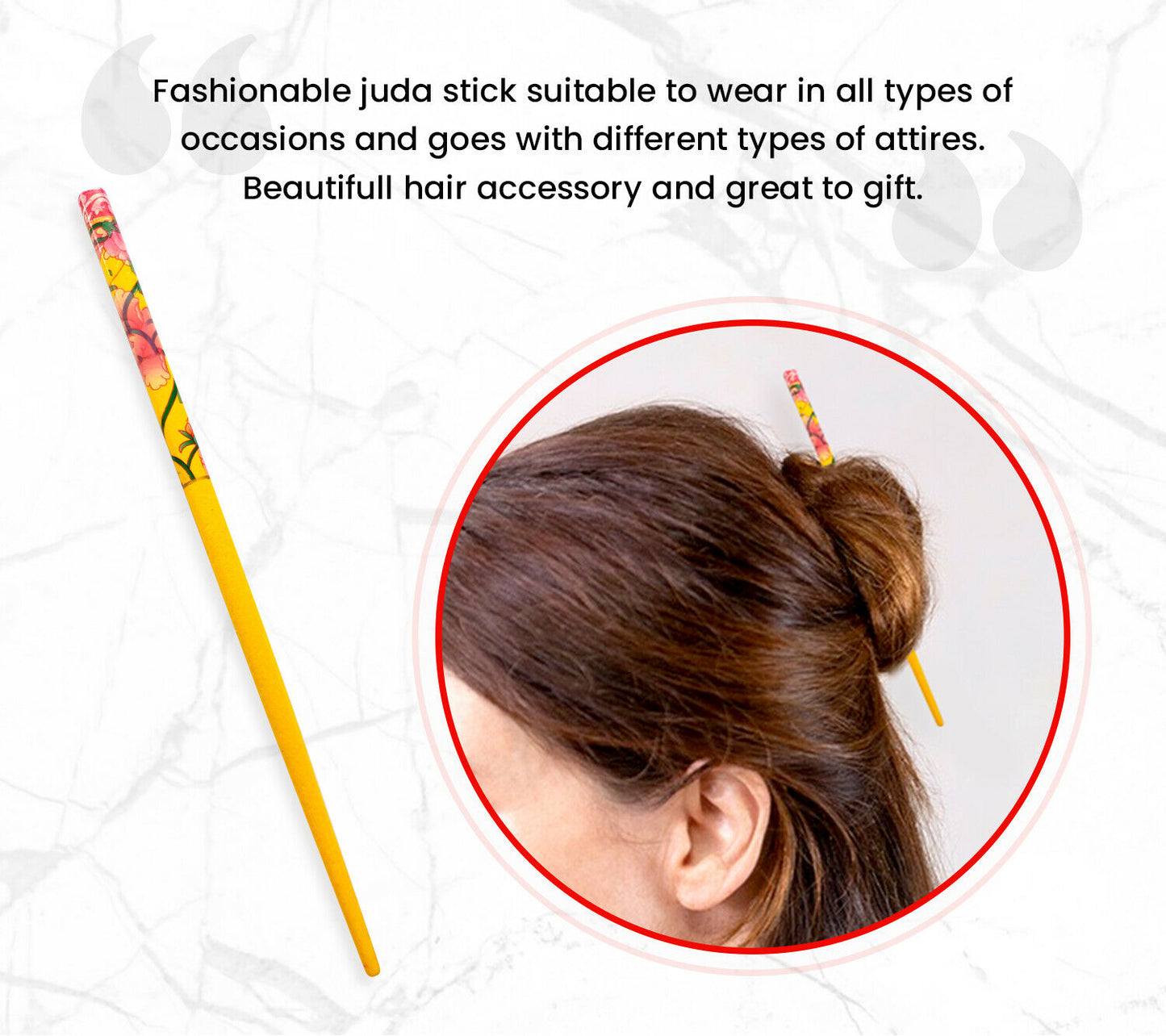 Wood Bun Holder Floral Sticks Hair Chopstick Unique Hair Styler Designed Chopstick 2pcs