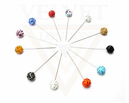 12x Hijab Pins Muslim Brooch Pin Crystal Bal Stick