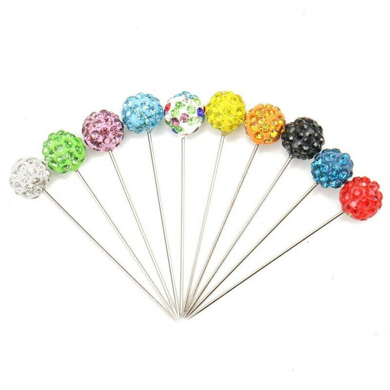 12x Hijab Pins Muslim Brooch Pin Crystal Bal Stick