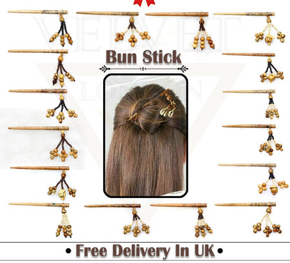 Trendy Wood Bun Holder Stick Barrette Hair Bun Sticks