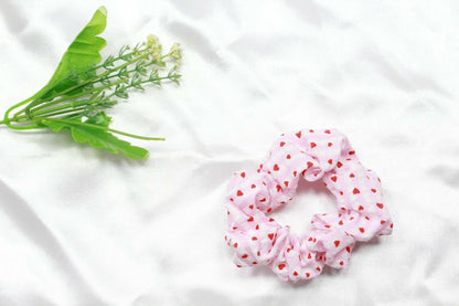 Hair Scrunchies Heart Print Hair Bands Soft Hair Ponytail Tie