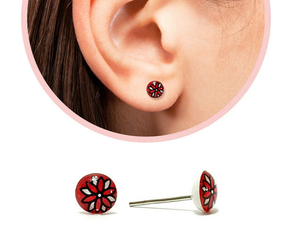 Flower Round Ear Stud Earring Surgical Steel Studs