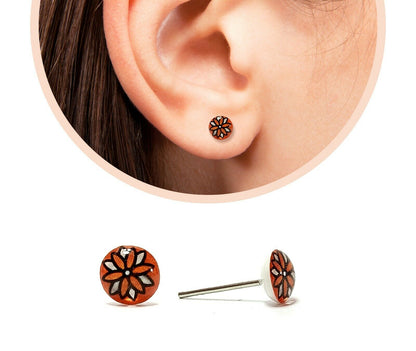 Flower Round Ear Stud Earring Surgical Steel Studs