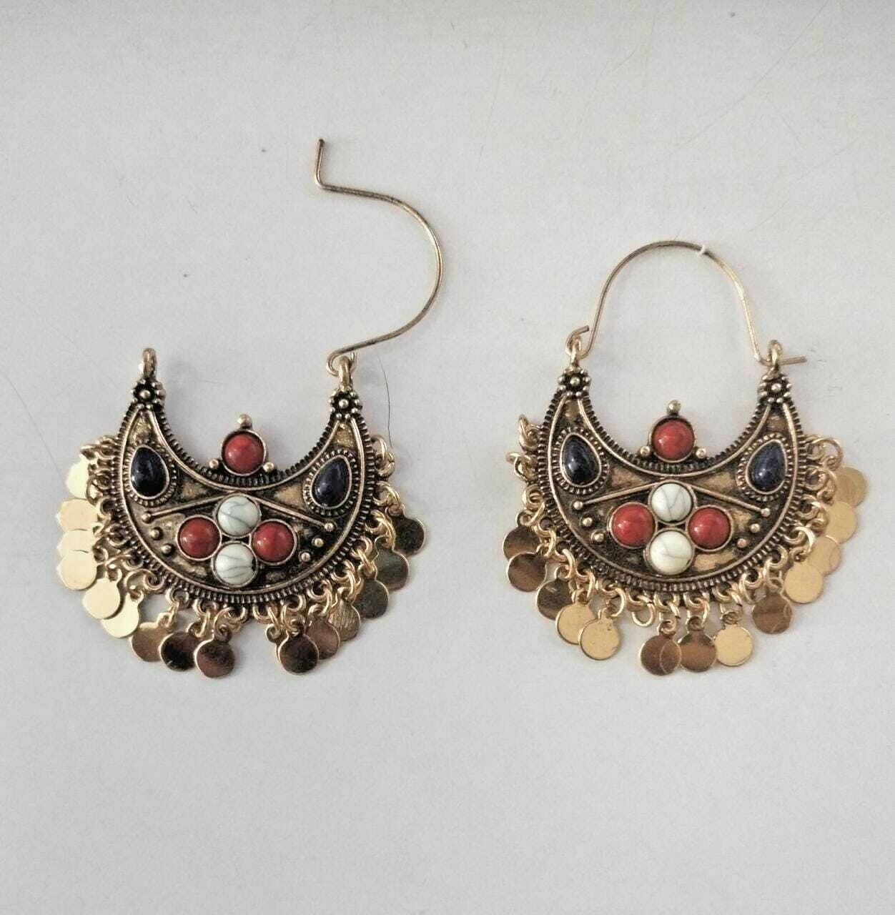 Bohemian Vintage Drop Earrings Hoop Earrings