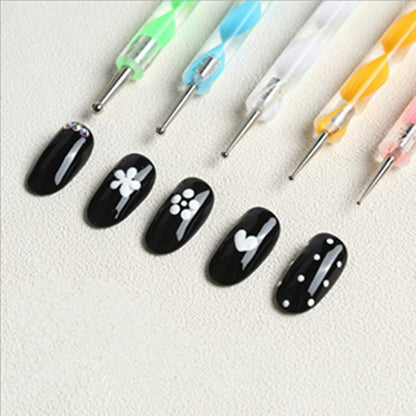 5x Nail Art Marbleizing Dotting Painting Pen Tool Tip Dot Paint Manicure Kit