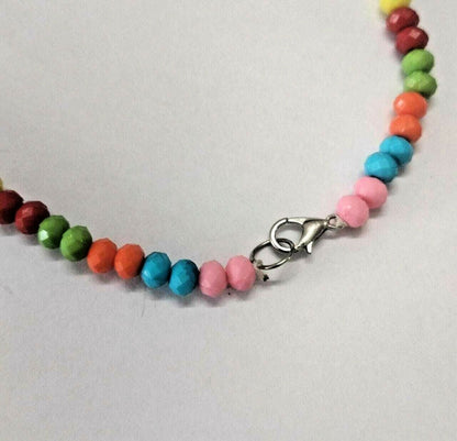 Beads Necklace Rainbow Chunky Geometric Pendant Choker