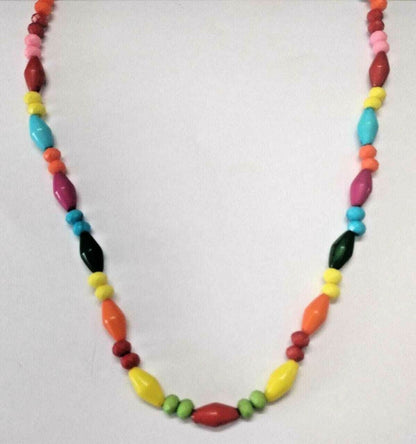 Beads Necklace Rainbow Chunky Geometric Pendant Choker