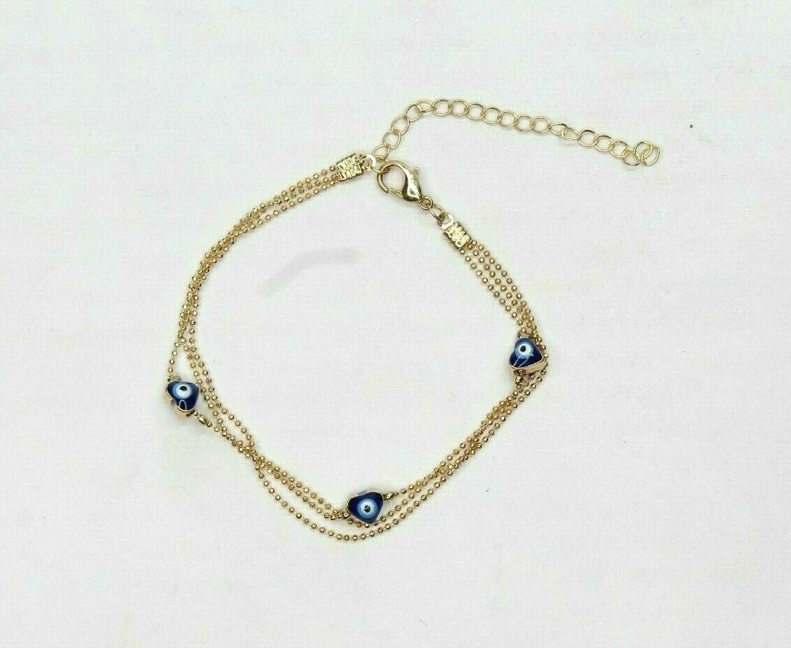 Golden Ball Chain Bangle 3 Layer Evil Eye Bracelet Anklets