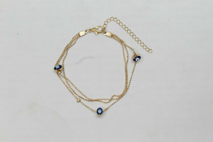 Golden Ball Chain Bangle 3 Layer Evil Eye Bracelet Anklets