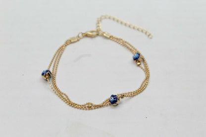 Golden Ball Chain Bangle 3 Layer Evil Eye Bracelet Anklets