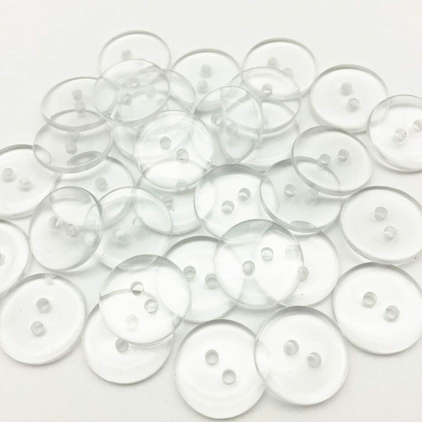 50x Clear Bottons Resin Shirt Round 2 Holes Crafts Shirt Knitting Sewing Clothes