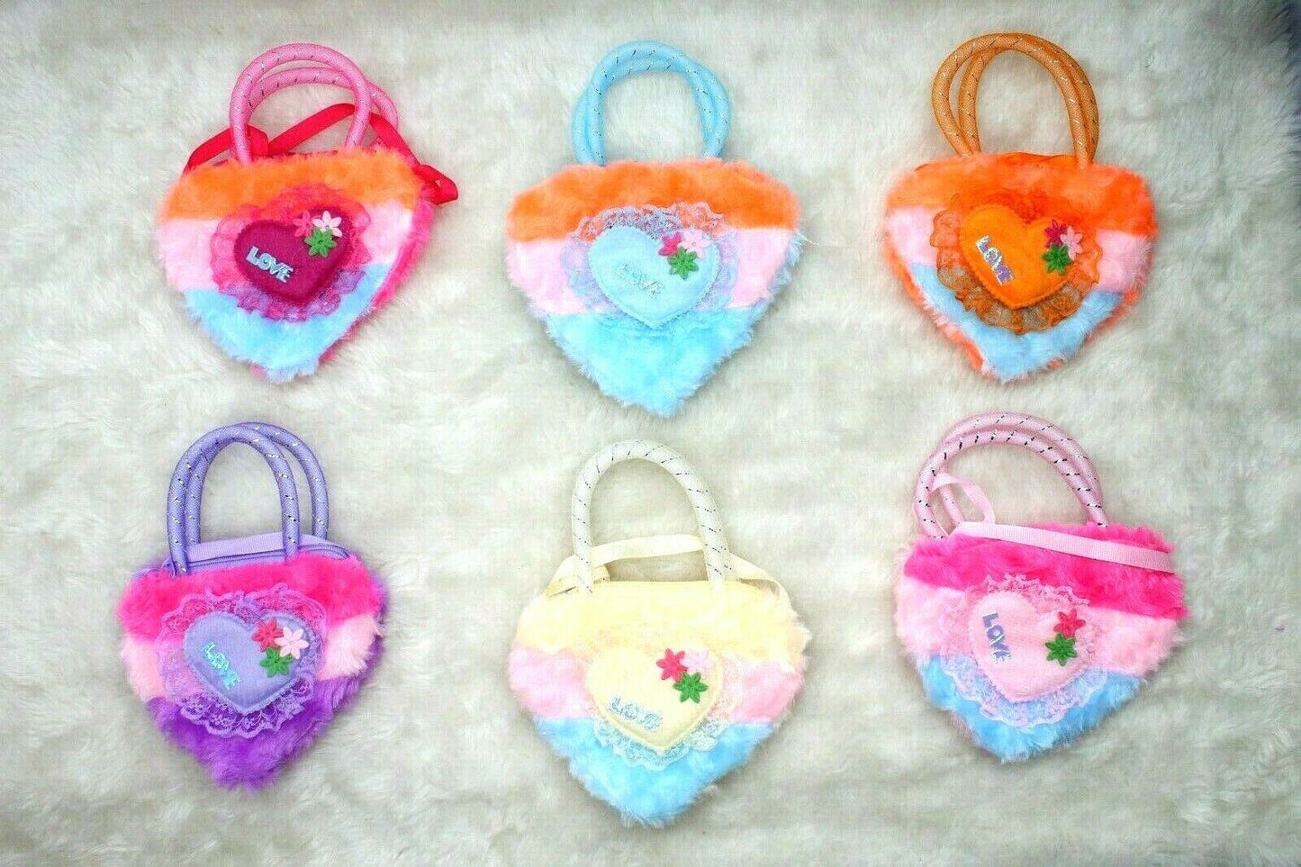 Fur Heart Coin Purse Messenger Purse Baby Plush Beg