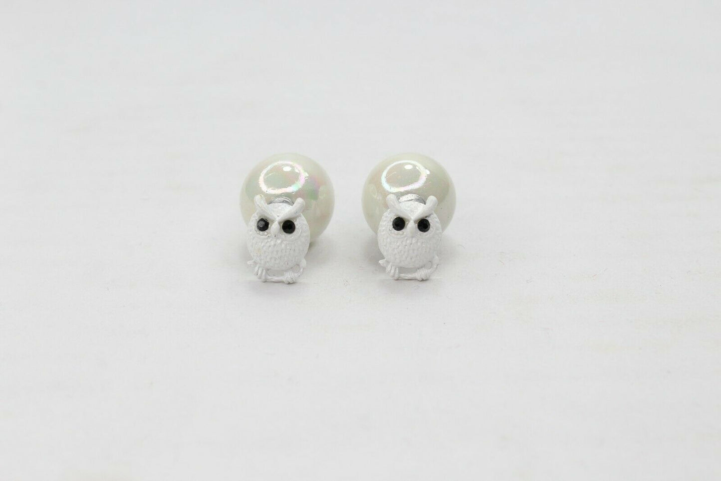 Owl Stud Earrings Pearl Double Sided Ear Studs Light Weight