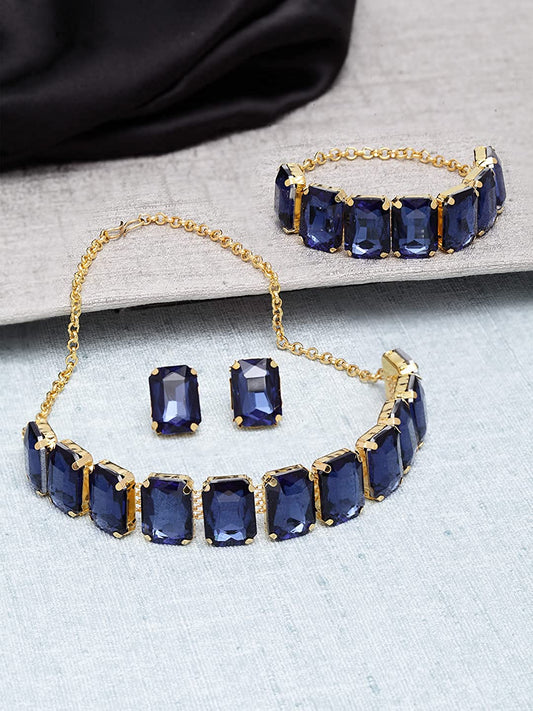Crystal Bracelet Earrings Necklace Ring Jewellery Set