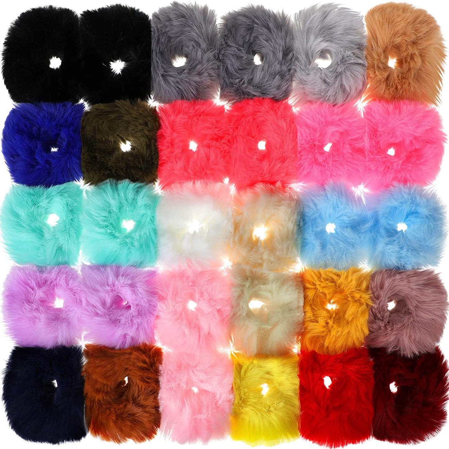 2x Hair Scrunchies Fur Hair Tie Hair Band Bobbles