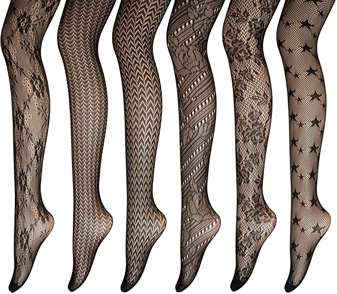 Black Sheer Fishnet High Waist Patterned Stocking