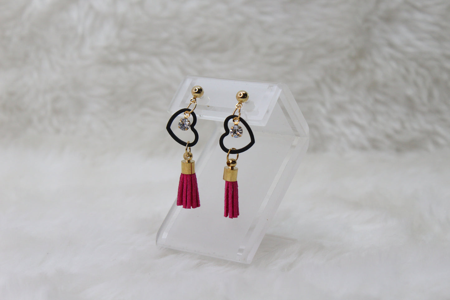 Golden Heart Stud Earrings Tassel Hook Drop Earrings