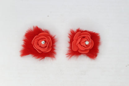 2x Hair Clips Fur Flower Diamond Hair Snap Alligator Headwear