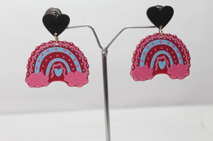 Cartoon Rainbow Heart Stud Earring Drop Earrings