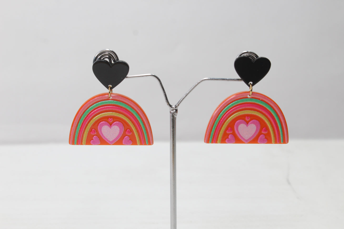 Cartoon Rainbow Heart Stud Earring Drop Earrings
