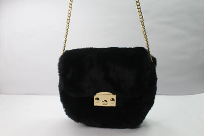 Handbag Soft Faux Fur Golden Chain Shoulder Bag Clutch Purse