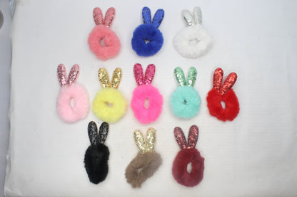 Scrunchies Fur Sequin Rabbit Ear Hair Bands Hair Tie