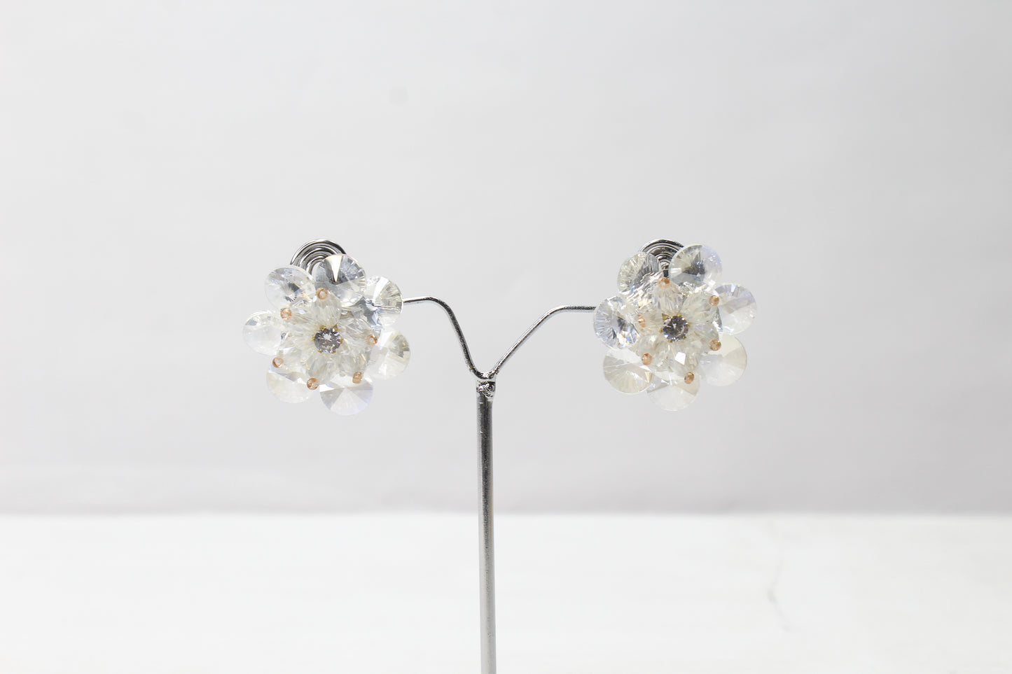 Crystal Diamond Flower Floral Beads Stud Earrings Ear