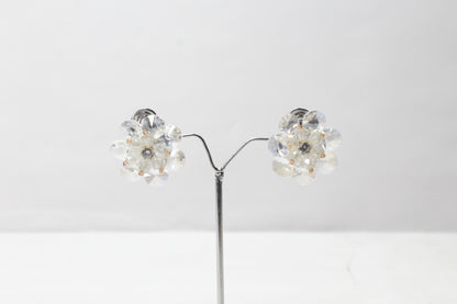 Crystal Diamond Flower Floral Beads Stud Earrings Ear