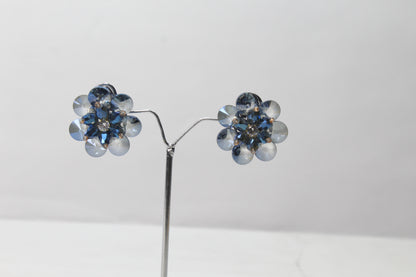 Crystal Diamond Flower Floral Beads Stud Earrings Ear