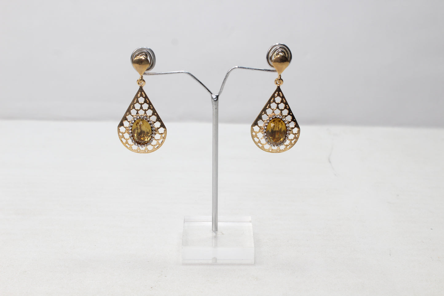 Golden Drop Earrings Crystal Ear Stud Earrings