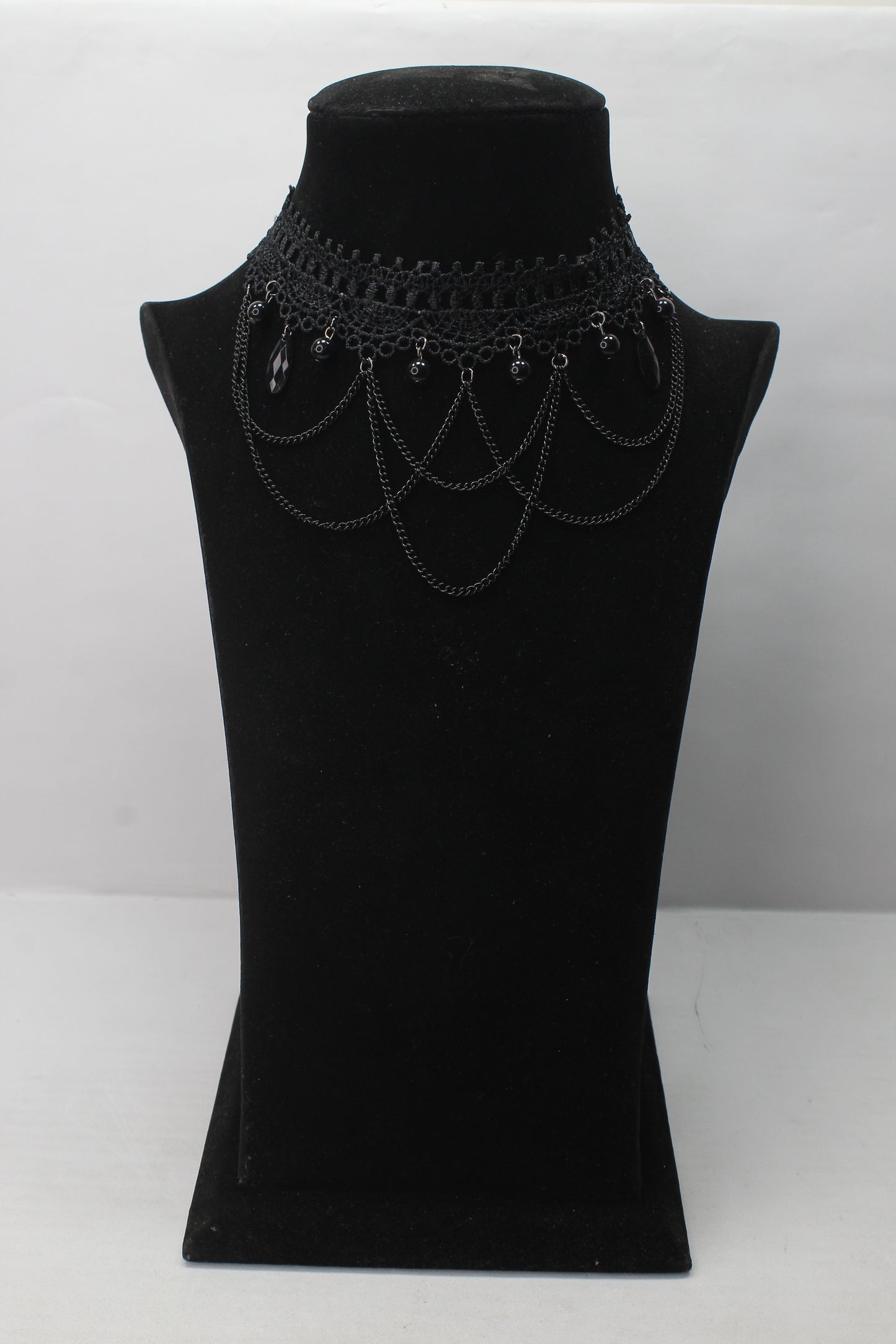 Black Necklace Retro Tattoo Chain With Beads Elastic Choker