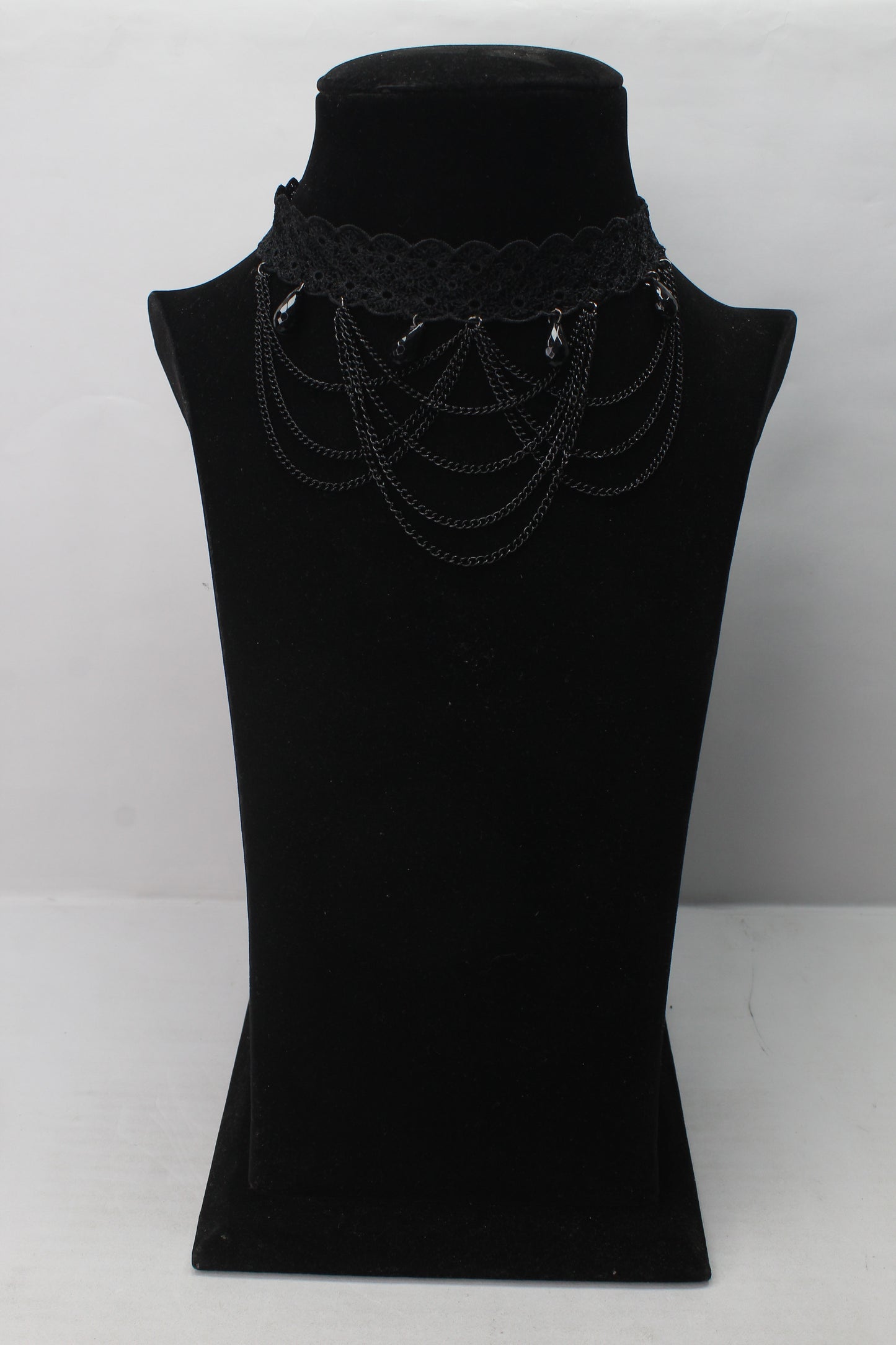 Black Necklace Retro Tattoo Chain With Beads Elastic Choker