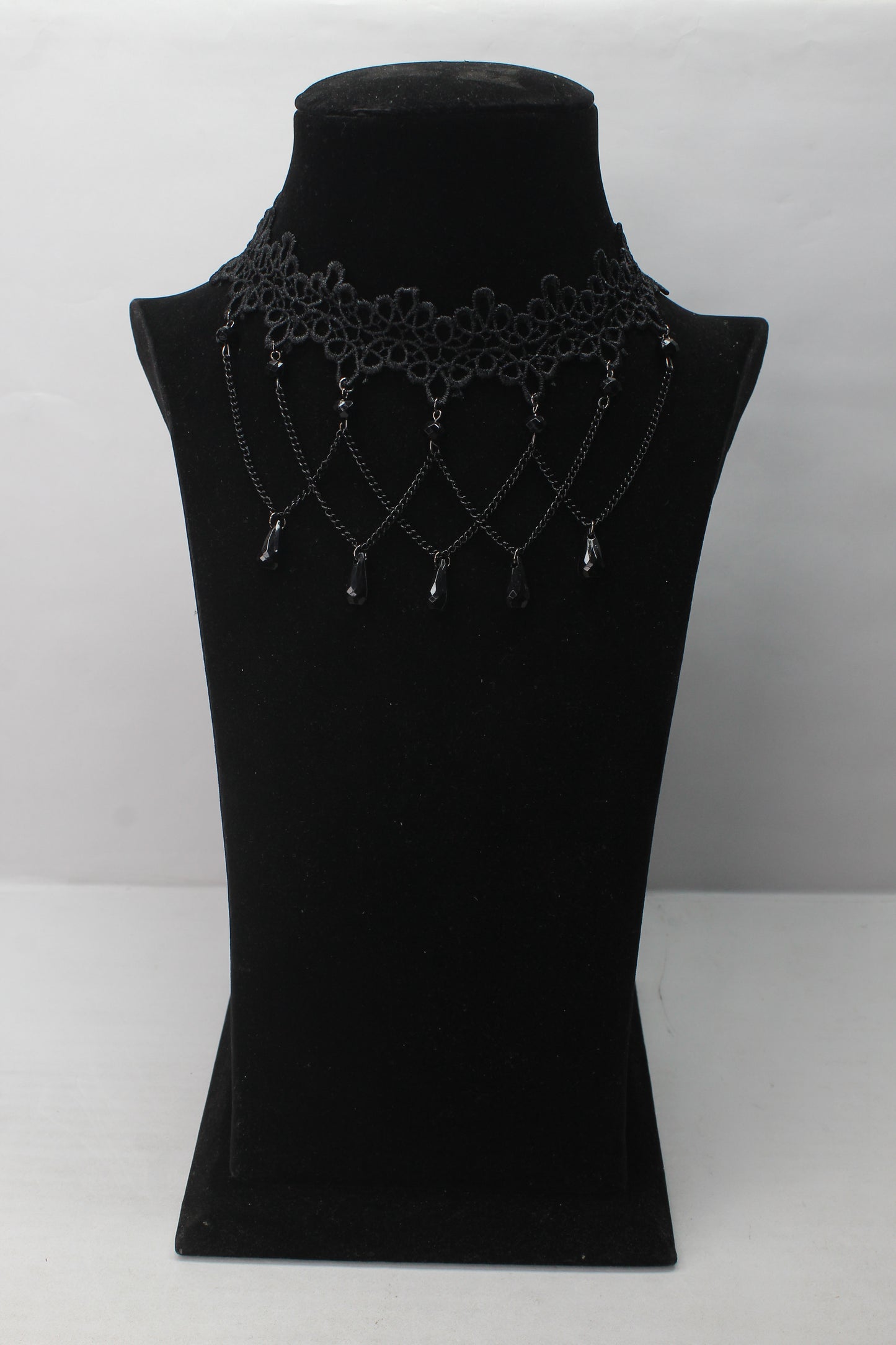 Black Necklace Retro Tattoo Chain With Beads Elastic Choker