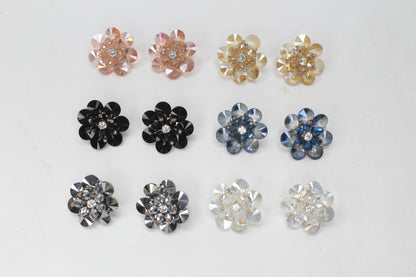 Crystal Diamond Flower Floral Beads Stud Earrings Ear