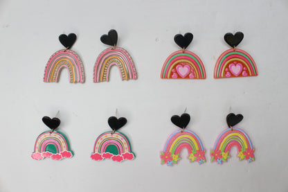 Cartoon Rainbow Heart Stud Earring Drop Earrings