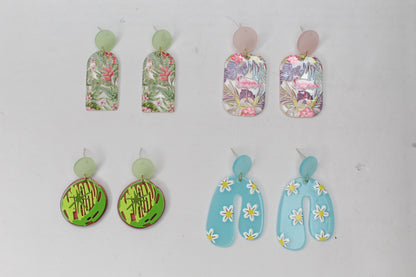 Printed Drop Earring Floral Fashion Stud Earrings