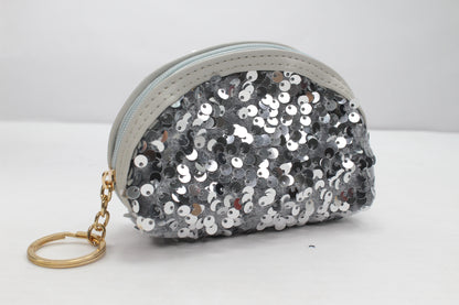 Sequin Half Moon Zip Mini Handbag Wallet