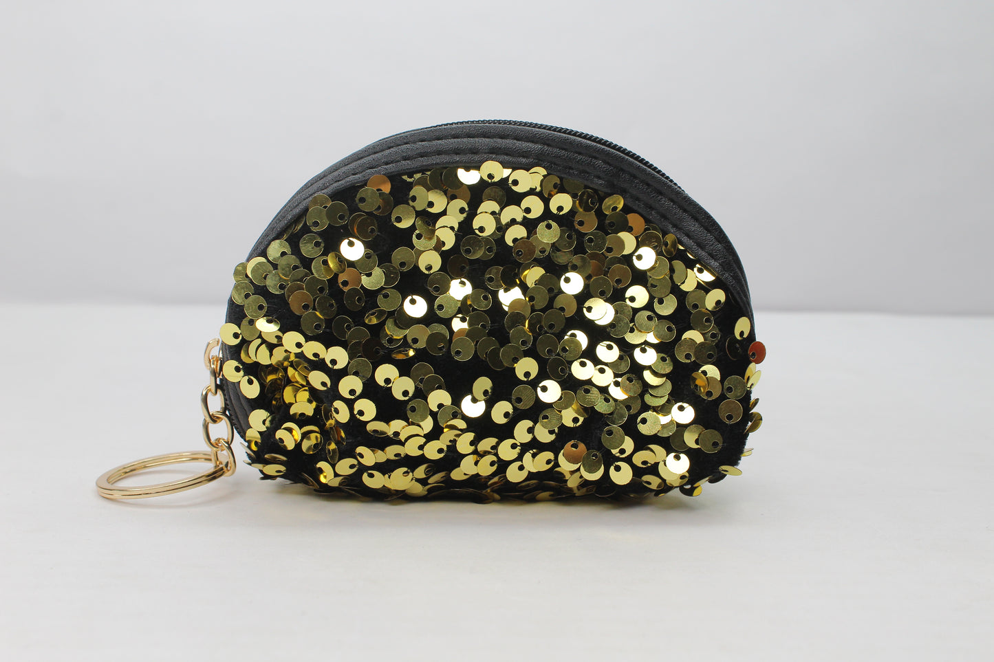 Sequin Half Moon Zip Mini Handbag Wallet