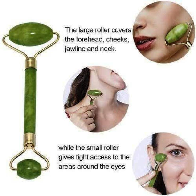 Jade Roller Smooth Facial Jade 2 in 1 Face Roller Tool