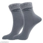 Grey Velvet Nylon Soft Socks Winter Thick Thermal Bed Socks