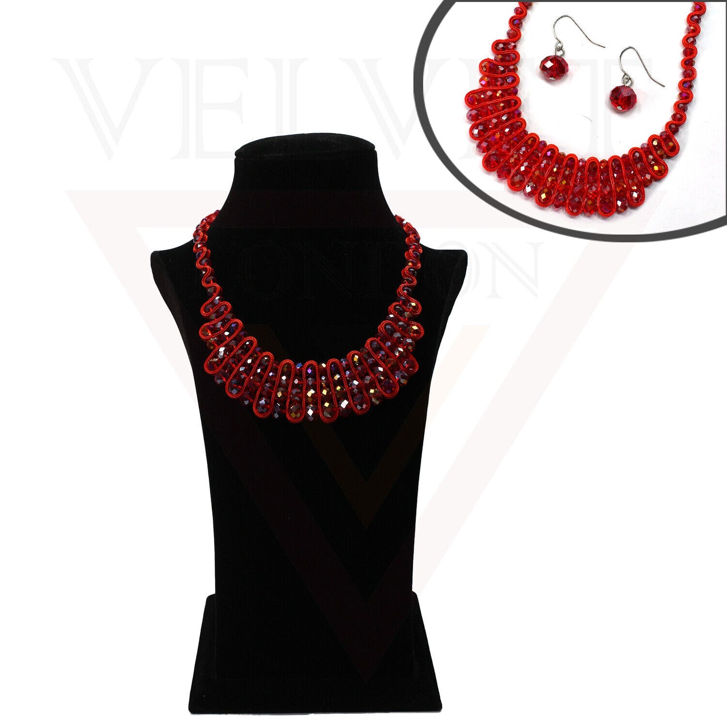 Waven With Beads Necklace Earrings Sets