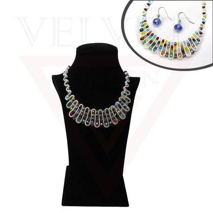 Waven With Beads Necklace Earrings Sets